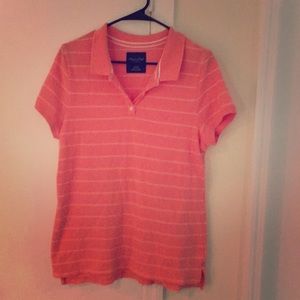 NWOT Sz XL American Eagle Striped Peach Polo